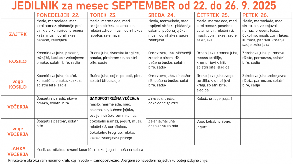 Jedilnik september